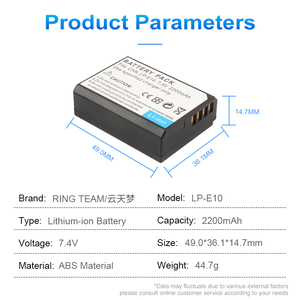LP-E10 <span class=keywords><strong>batterie</strong></span> numérique LPE10 <span class=keywords><strong>batterie</strong></span> rechargeable au lithium-ion pour <span class=keywords><strong>Canon</strong></span> 1100D <span class=keywords><strong>1200D</strong></span> 1300D 1500D X50 X80 <span class=keywords><strong>batterie</strong></span> d'appareil photo numérique - Product Image 5