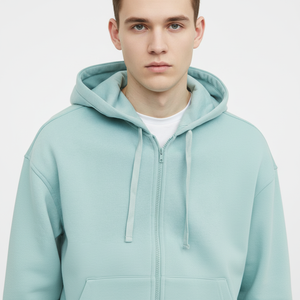 Sweats à capuche pour hommes en tissu de qualité supérieure avec logo personnalisé et design Fabricant OEM ODM sweats à capuche unisexes 100% coton à fermeture éclair simple - Product Image 1