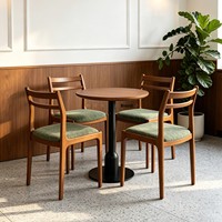 Combinaison Table et Chaise de Restaurant Western Vintage Style Hong Kong, Siège en Bois Massif Personnalisable, Usage Commercial, Thé, Dessert, Métal