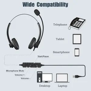 מכר Binaural USB משרד אוזניות רעש ביטול מחשב עם מיקרופון עבור עסקים תקשורת