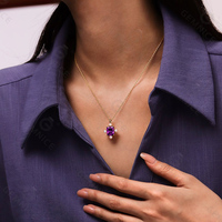 Ensemble de bijoux Gemnel en argent sterling 925 plaqué or, collier rectangulaire de luxe avec améthyste violette et perle pour femme, cadeau
