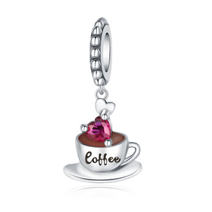 Original S925 plata esterlina DIY joyería accesorios pulsera circón Gourmet bebidas café pastel cuentas encantos artículo caliente para - Product Image 6