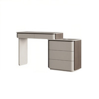 Coiffeuse moderne simple en bois massif avec peinture crème éclairée et armoire à seau intégrée pour le maquillage des petits appartements et des chambres à coucher