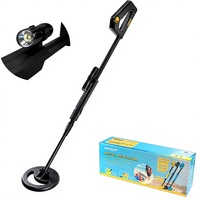 Détecteur de métaux portable ALLOSUN en plastique, étanche, avec bobine de recherche de 6 pouces, réglable de 31,1 à 40,2 pouces, lampe torche pour exploration nocturne TS20A