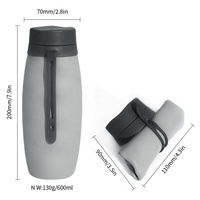 Bouteilles d'eau pliables en silicone personnalisées Wellfine pour la gym, réutilisables, pour filles, sports de plein air et voyages