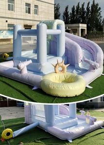 Château gonflable personnalisé avec logo, couleurs pastel, PVC <span class=keywords><strong>4x4</strong></span>, toboggan aquatique combiné, certifié CE, installation facile, <span class=keywords><strong>location</strong></span> de piscine - Product Image 4