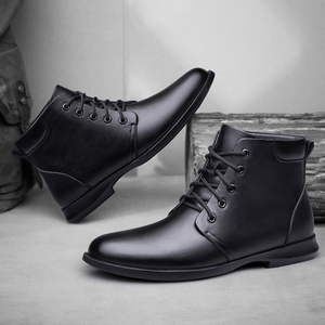 Bottes décontractées et habillées pour hommes en cuir pleine fleur première couche, grande taille 38-45, à lacets à la cheville, souples et antidérapantes - Product Image 4