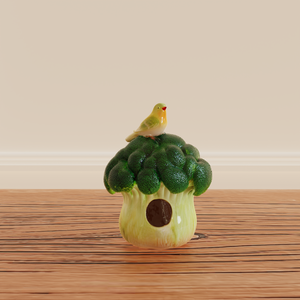 Bulk Premium Keramische Vogelhuisje Schattige Vogel Op Broccoli Sculptuur Op Maat Gemaakte Huisdierenhabitat Handgemaakt Binnentuin Decor Vogelhuis - Product Image 6