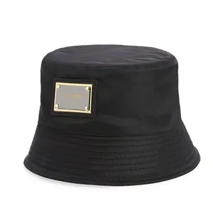 2024 New Design Bucket Hats Custom OEM Fashion Vintage PU leather Fisherman Cap Custom PVC Patch Metal Logo Bucket Hat
