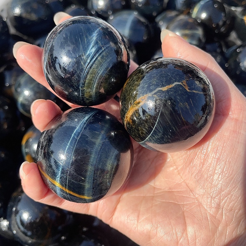 Wholesale Natural Blue Tiger Eye Stone Sphere High Quality Crystal Crafts for Home Decoration and Healing Energy Gift Carving