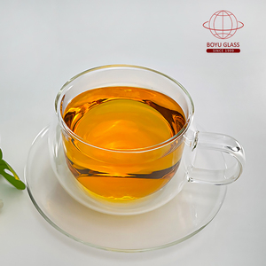 <span class=keywords><strong>Vasos</strong></span> y platillos de té turco de cristal de alta calidad de doble pared, Taza y plato <span class=keywords><strong>para</strong></span> regalos de fiesta de té de cristal, bodas de inauguración - Product Image 4