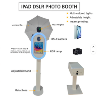 Photomaton instantané avec miroir en bois, NFC/Wi-Fi/Bluetooth/USB/HDMI, télécommande pour smartphones, iPad, appareils photo - Service en libre-service