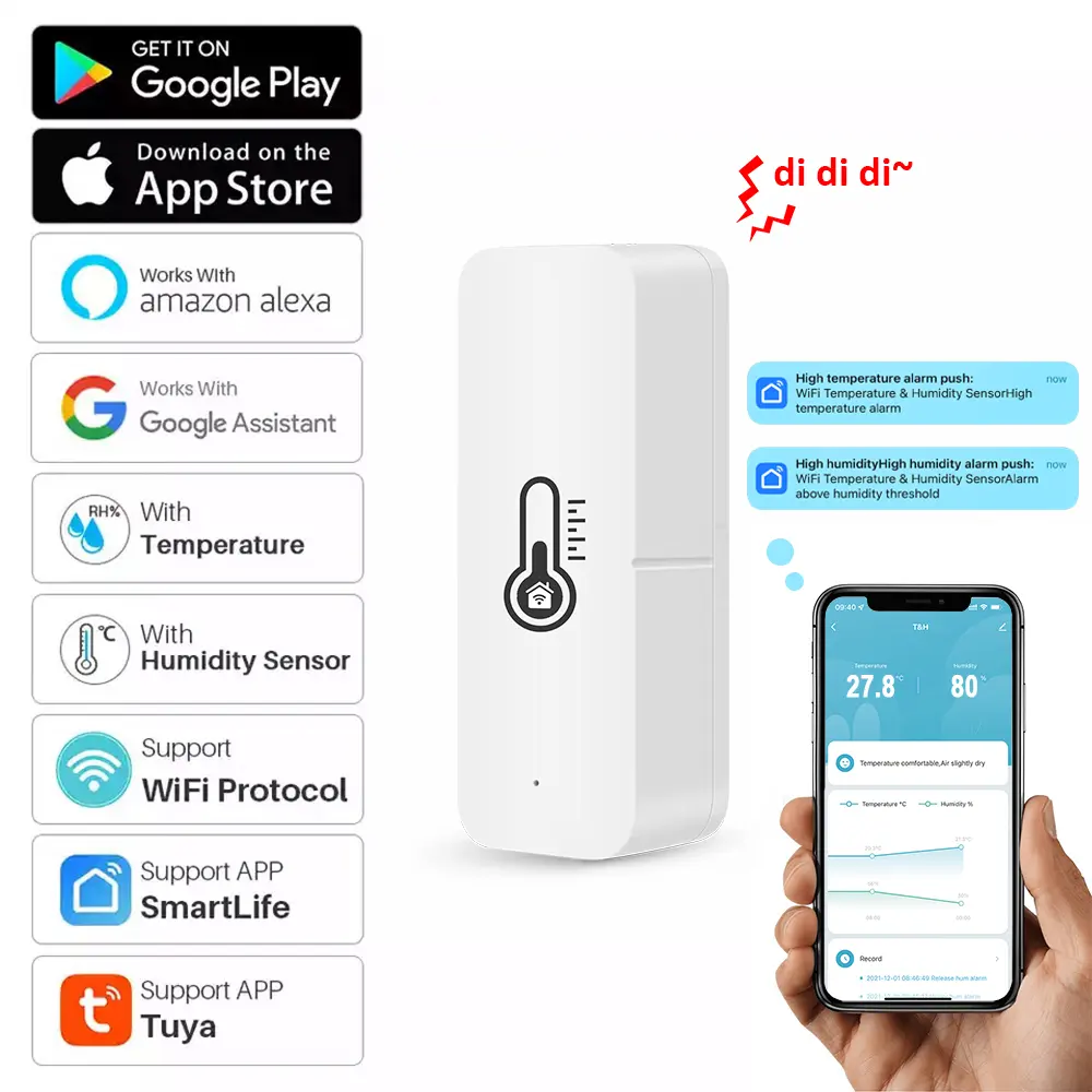 Tuya smart home wifi Zigbee temperature and humidity detector wireless sensor electronic dry and wet thermometer