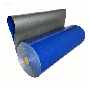 Pe Coated Woven Tarpaulin 130g Blue Silver Outdoor Waterproof Sunproof Fabric For Moving Storage Bags - Product Image 1
