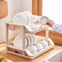 Étagère de rangement pliable pour vaisselle et bols en plastique, type sol, avec fonction d'égouttage