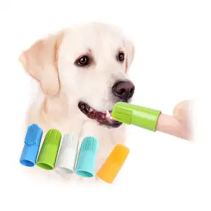 BOTO toptan özel PVC köpek parmak diş fırçası diş temizleme için Pet bakım diş fırçası Pet köpek parmak diş fırçası