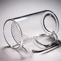 Mug à thé en verre avec filtre intégré, design moderne et durable, simplicité élégante, motif croissant, pour usage domestique et commercial