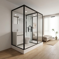 Toilettes préfabriquées portables à structure en acier durable, design moderne, écologiques, panneaux sandwich, installation facile, pour camping et parcs extérieurs