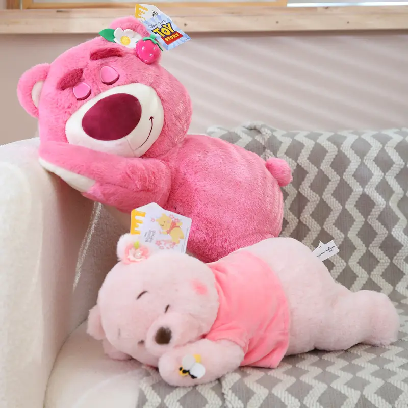 Diseño de juguete animal oso Rosa terileno dibujos animados mascota muñeca juguete único estilo indolente perla juguete de lana