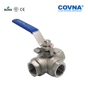 Válvula de Bola de Tres Vías de Acero Inoxidable con Accionamiento Manual Tipo L/T para Agua, Válvula de Bola de Tres Vías Manual Roscada - Product Image 2