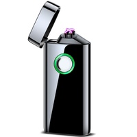 Briquet électronique métallique grande capacité, recharge USB Type-C, double flamme à arc, indicateur LED 4 couleurs, coupe-vent - Cadeaux d'affaires