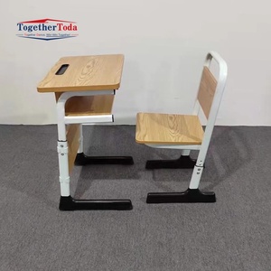 Venta Directa de Fábrica, Muebles Escolares Modernos de Madera con Altura Ajustable, Conjuntos de Escritorio y Silla Individuales y Dobles para Estudiantes - Product Image 2