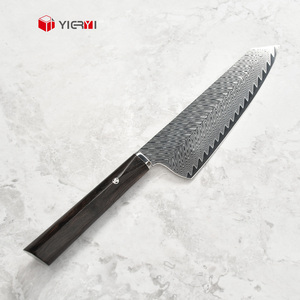 Cuchillo de Chef Kiritsuke de Acero Damasco con Patrón de Plumas de Lujo OEM, Cuchillo de Cocina Japonés VG10 de 67 Capas con Mango de Madera de Ébano - Product Image 1