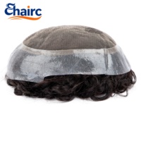 Prothèse capillaire frisée pour hommes de 25 mm, 100 % cheveux humains, facile à porter, indétectable, ligne de cheveux naturelle, légère, usage quotidien, vente en gros