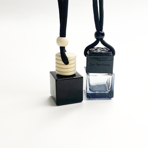 Botella de vidrio vacía de 8ml para coche, ambientador con encaje colgante negro y cubierta de madera, difusor de Perfume - Product Image 4