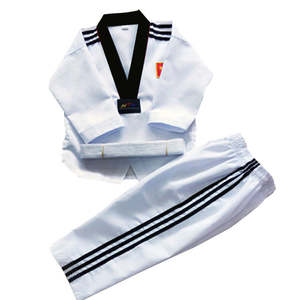 Dobok de Taekwondo Unisex de Tres Rayas, Ropa Deportiva Personalizable para Adultos en Algodón y Poliéster, Ropa de Artes Marciales con Logotipo Bordado - Product Image 2