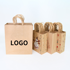 Wholesale Kraft Paper <strong>Christmas</strong> <strong>Gift</strong> <strong>Bags</strong> With Printed Logo for <strong>Craft</strong> <strong>and</strong> Packaging Use for Holiday Shopping - Product Image 2