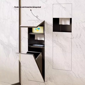 Dual-tier thép không gỉ nhà vệ sinh thùng rác có thể với vô hình tường lưu trữ Niche góc gắn phòng tắm mô hộp - Product Image 2