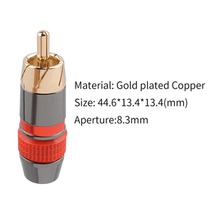 Connecteur <span class=keywords><strong>RCA</strong></span> plaqué or 24 carats OEM - Prise audio mâle avec design à vis, grande ouverture de 8,3 mm pour câble de haut-parleur DIY - Product Image 4