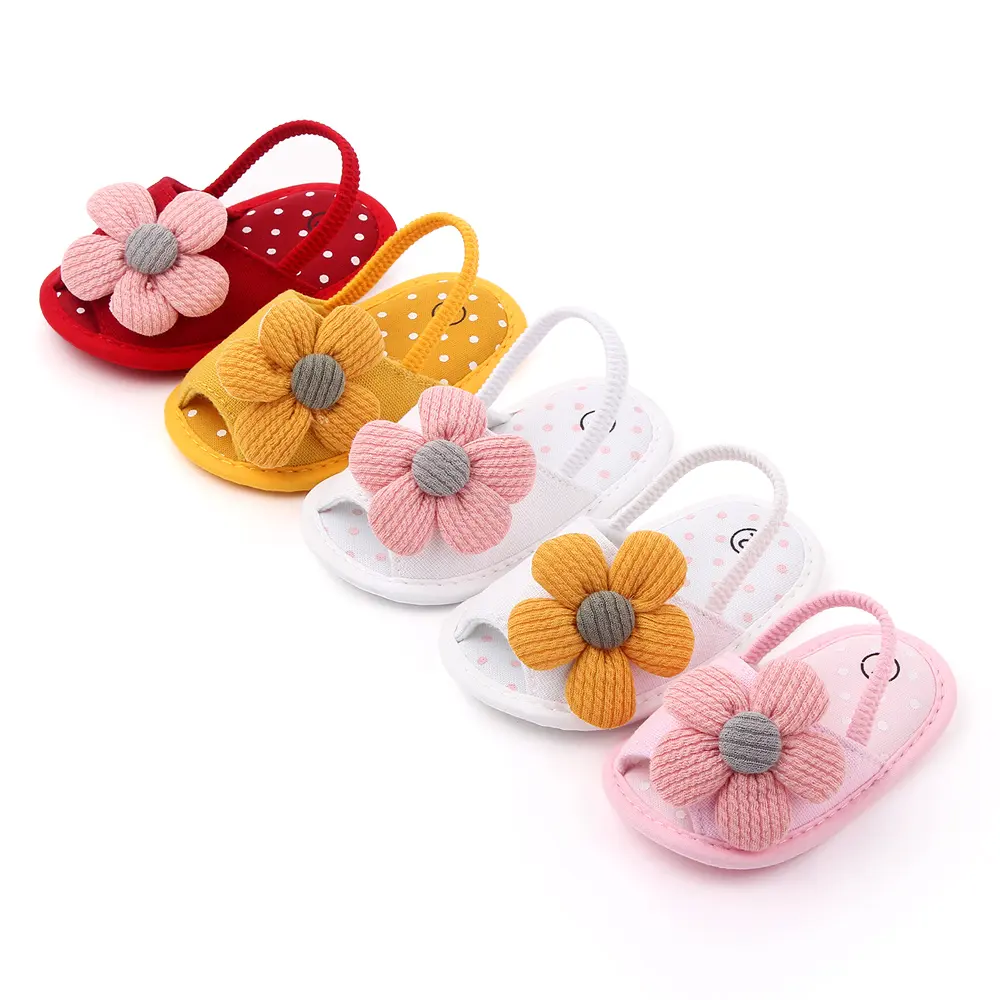 High quality baby sandals flower soft sole cotton baby slippers indoor newborn baby shoes in summer