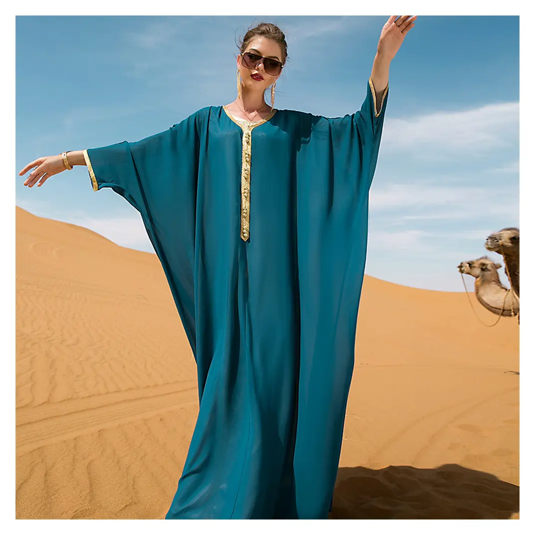 SIPO-Vestido largo musulmán De talla grande para Mujer, ropa De oración musulmana, De color sólido árabe, Abaya De Dubái