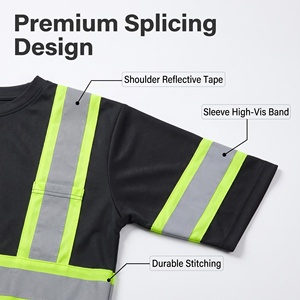 Durable avec bandes réfléchissantes renforcées T-<span class=keywords><strong>shirt</strong></span> de sécurité à manches courtes <span class=keywords><strong>haute</strong></span> <span class=keywords><strong>visibilité</strong></span> pour les chantiers routiers et industriels - Product Image 4