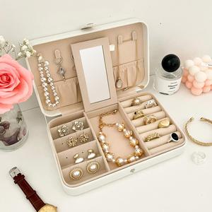 Boîte de rangement à bijoux portable de voyage, boîte à bijoux personnalisée avec miroir, vente en gros de boîtes à bijoux de haute qualité - Product Image 3