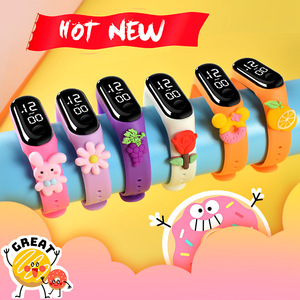 بيع بالجملة ساعات يد رقمية LED للأطفال بتصميم كرتوني لطيف وسوار من السيليكون، ساعة يد رياضية للبنات - Product Image 3