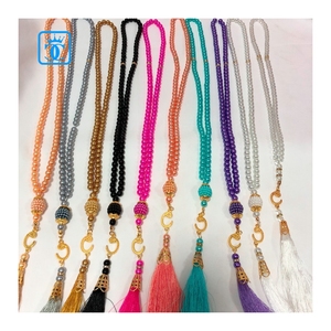 Collana <span class=keywords><strong>Tasbih</strong></span> Musulmana con 99 Perle in Vetro Rotonde, Rosario per Preghiera, Regalo per Eid Mubarak e Ramadan - Product Image 1
