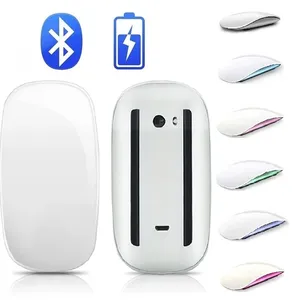 可充电BT无线鼠标弧形触摸魔术鼠标人体工程学超薄光学鼠标，适用于IOS Macbook iPad平板电脑