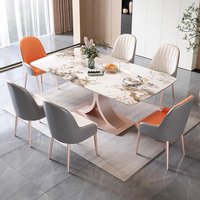 Offre Spéciale moderne de luxe dessus en marbre rectangle salle à manger Table à manger ensemble de chaises 4 6 8 places meubles de salon en métal designs