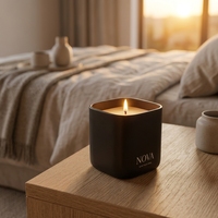 Bougie en verre personnalisée artisanale de luxe NOVA avec logo parfumé, cadeaux pour Diwali, la Saint-Valentin, Noël, les fêtes, les entreprises