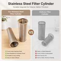 Tube filtre à café sans sédiments en acier inoxydable 304, maille tissée, cylindre à rebord large, pour kit de brassage à froid pour bocal Mason