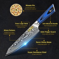10% de réduction sur les couteaux de cuisine Kiritsuke en acier japonais Damas de 8 pouces avec manche bleu G10 personnalisé, dans la liste des meilleures ventes sur Amazom