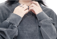 Kaos Unisex Oversize Berkualitas Tinggi 100% Katun Turtleneck Drop Shoulder Streetwear Anti-Kerut Bernapas Rajutan Crop