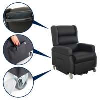 Fauteuil releveur électrique KMINA au design français avec roues, poignée de transfert, inclinable noir, double moteur, écran PVC, inclinaison maximale 180°