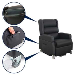 Fauteuil élévateur électrique avec poignée, fauteuil inclinable et releveur orthopédique, noir KMINA - Product Image 2