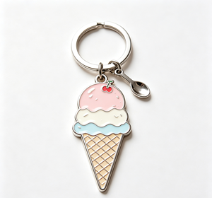 Porte-clés en métal personnalisé en forme de crème glacée, porte-clés en émail, porte-clés en alliage de zinc, souvenir, cadeau - Product Image 3