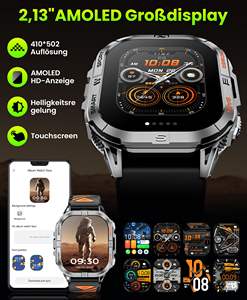 Montre connectée EDS K72 GPS avec écran AMOLED de 2,13 pouces, lampe torche LED, boussole, plus de 100 modes sportifs, montre de fitness, batterie 580 mAh, appels Bluetooth pour iOS et Android - Product Image 5