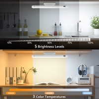 Barre lumineuse LED à détecteur de mouvement, rechargeable par USB-C, 3W/5W, télécommande/commande par bouton, couleur réglable pour armoire, bureau, placard